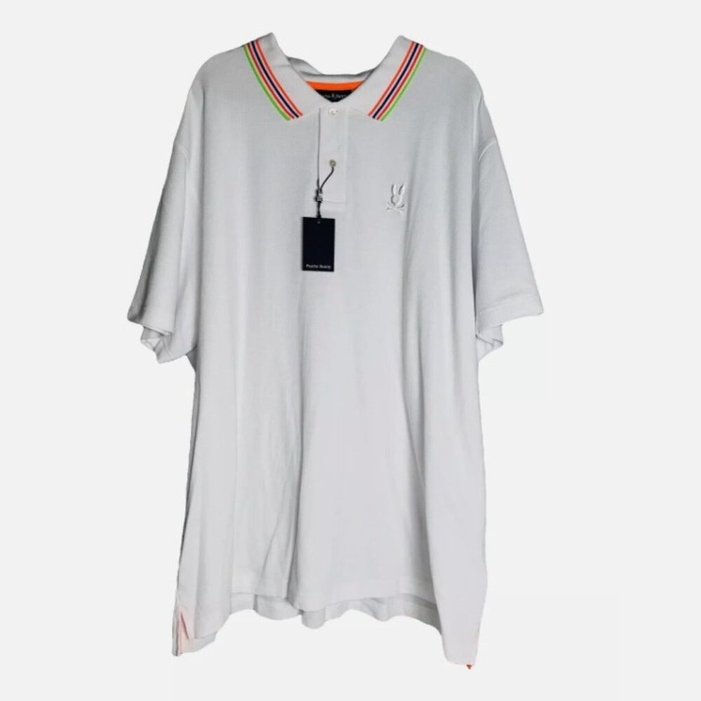 Psycho Bunny Big & Tall Athens Pique White Short Sleeve Polo Men's 4XL NWT - Picture 6 of 8